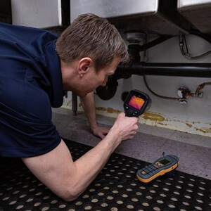 A person doing mold inspection